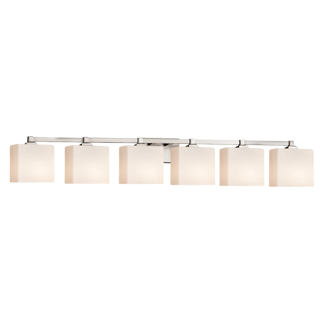 Justice Designs - FSN-8436-55-OPAL-NCKL - Six Light Bath Bar - Fusion - Brushed Nickel