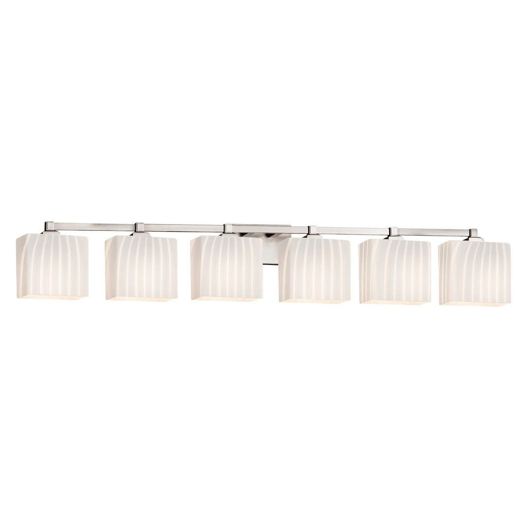 Justice Designs - FSN-8436-55-RBON-NCKL - Six Light Bath Bar - Fusion - Brushed Nickel