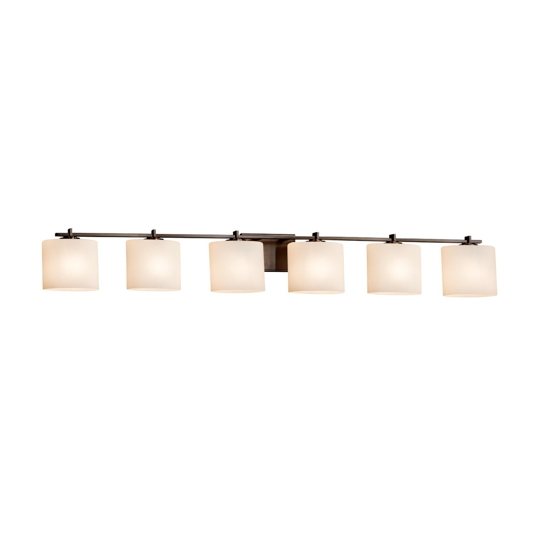 Justice Designs - FSN-8446-30-OPAL-DBRZ - Six Light Bath Bar - Fusion - Dark Bronze