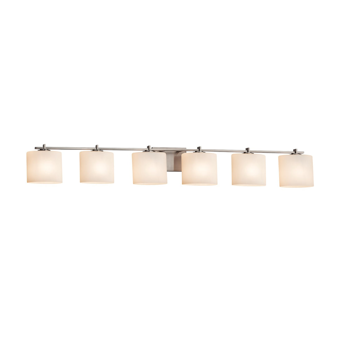 Justice Designs - FSN-8446-30-OPAL-NCKL - Six Light Bath Bar - Fusion - Brushed Nickel