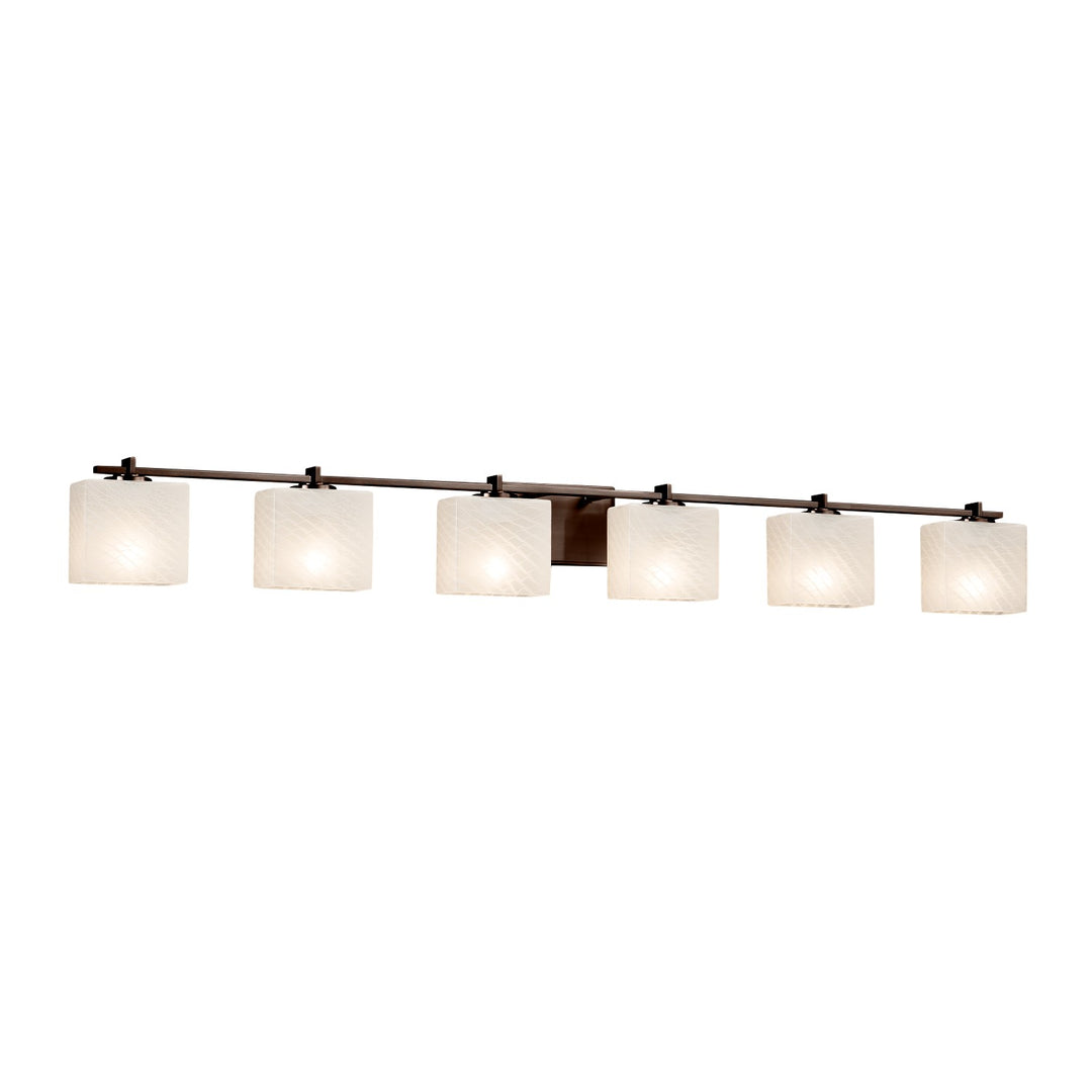 Justice Designs - FSN-8446-55-WEVE-DBRZ - Six Light Bath Bar - Fusion - Dark Bronze