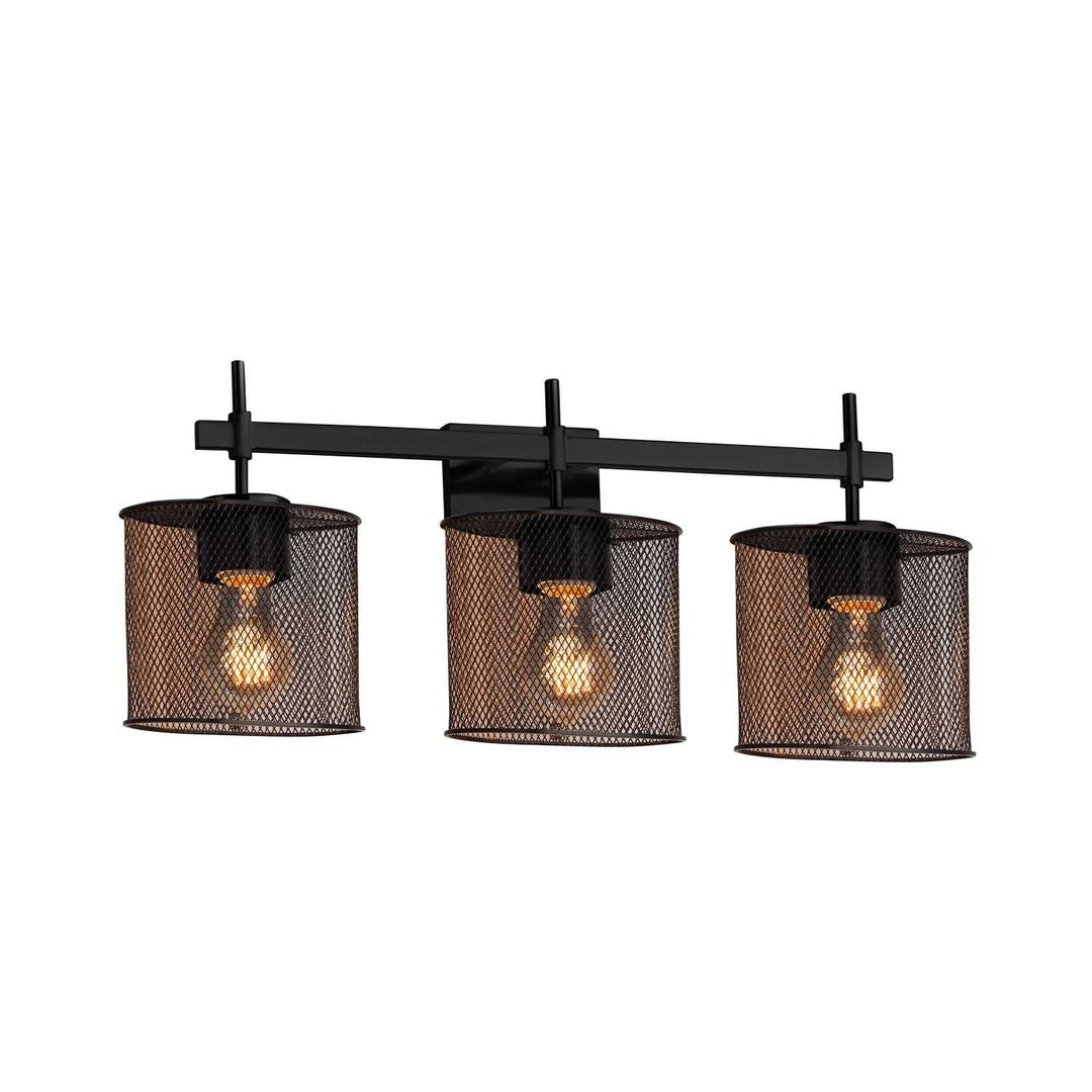 Wire Mesh Three Light Bath Bar in Matte Black Justice Designs