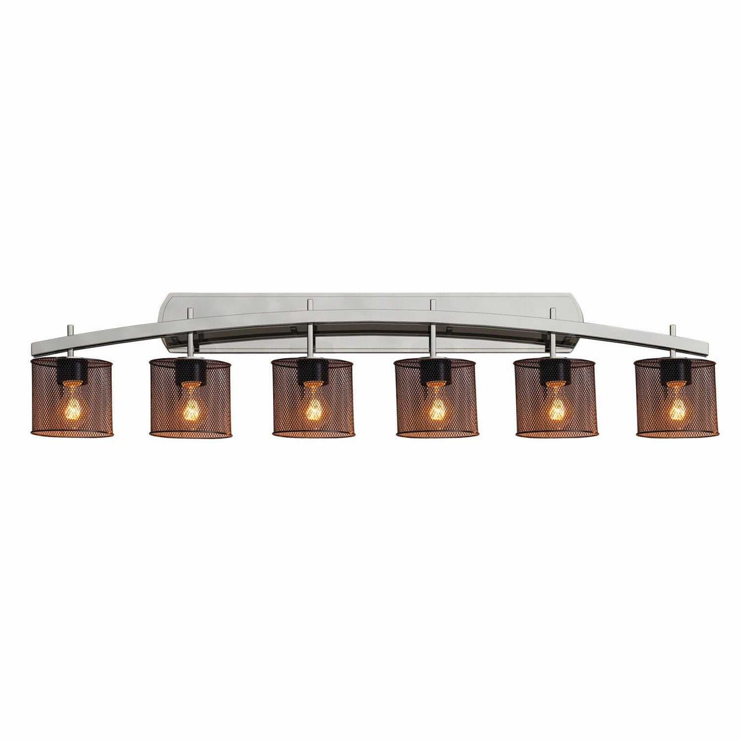 Wire Mesh Six Light Bath Bar in Brushed Nickel Justice Designs