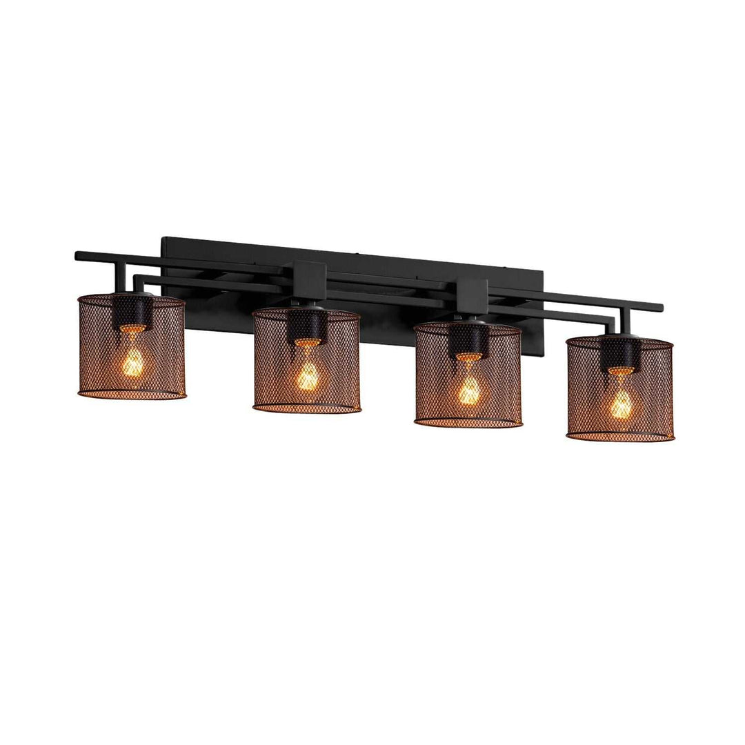 Wire Mesh Four Light Bath Bar in Matte Black Justice Designs