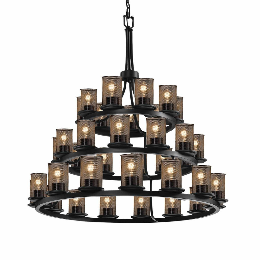 Wire Mesh 36 Light Chandelier in Matte Black Justice Designs
