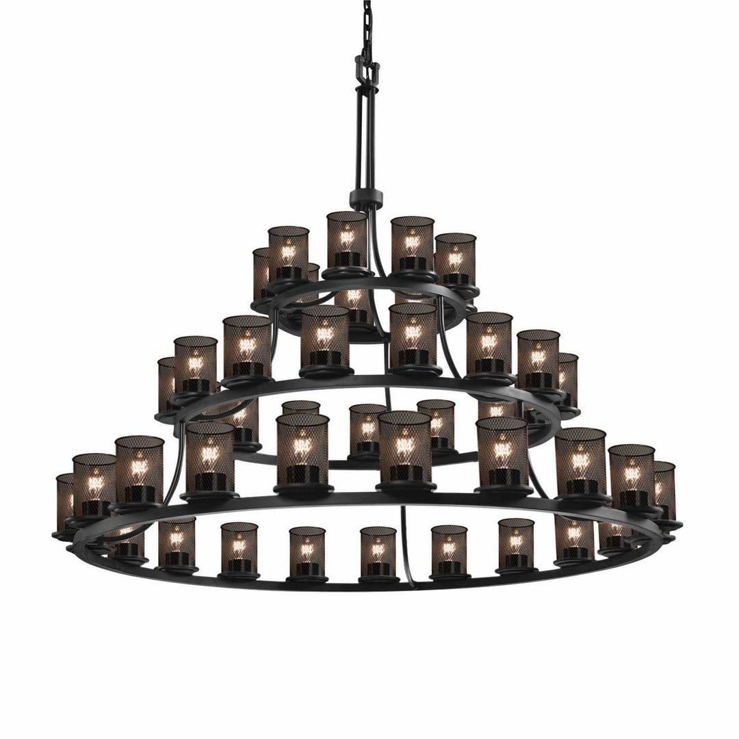 Wire Mesh 45 Light Chandelier in Matte Black Justice Designs