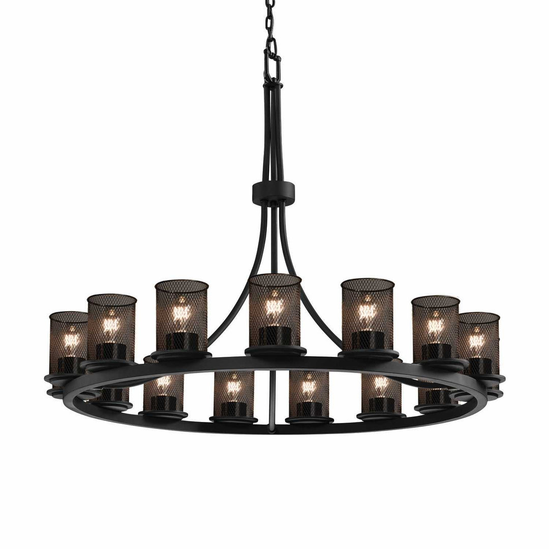 Wire Mesh 15 Light Chandelier in Matte Black Justice Designs