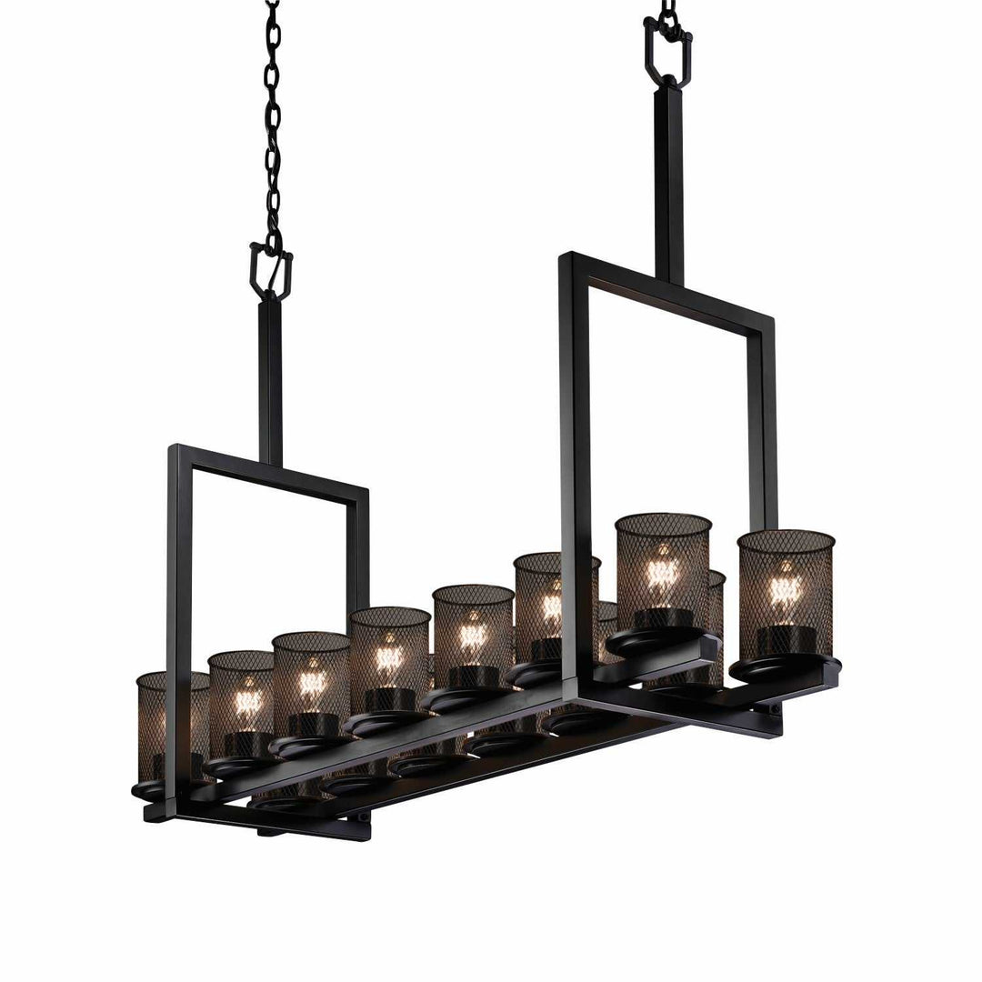 Wire Mesh 14 Light Chandelier in Matte Black Justice Designs
