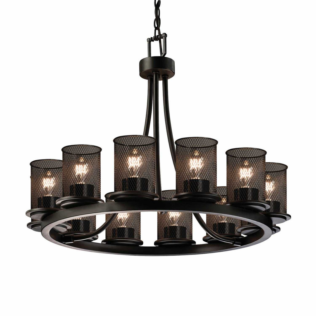 Wire Mesh 12 Light Chandelier in Matte Black Justice Designs