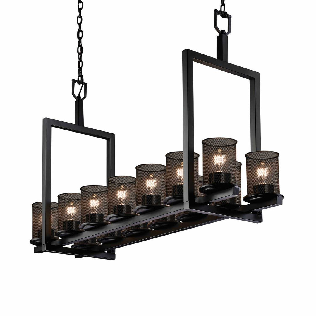 Wire Mesh 14 Light Chandelier in Matte Black Justice Designs