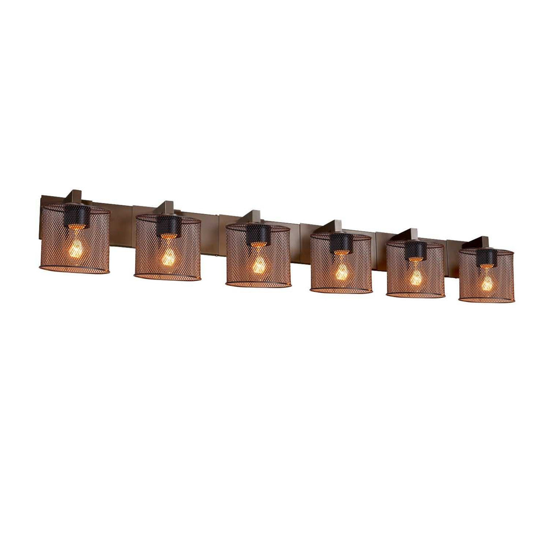 Wire Mesh Six Light Bath Bar in Dark Bronze Justice Designs