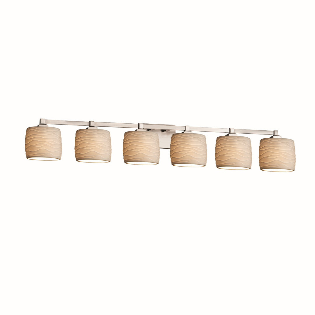 Justice Designs - POR-8436-30-WAVE-NCKL - Six Light Bath Bar - Limoges - Brushed Nickel