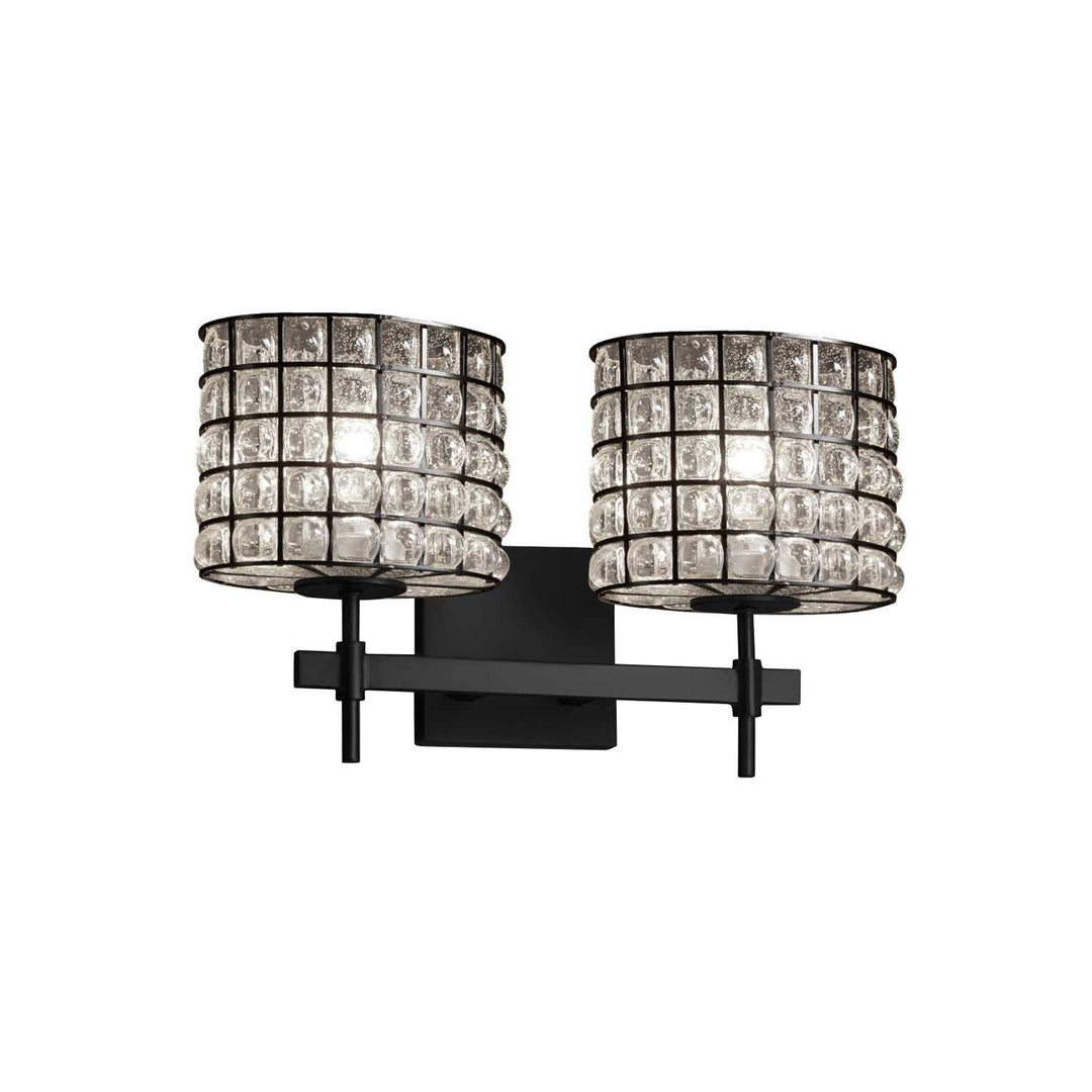 Wire Glass Two Light Bath Bar in Matte Black Justice Designs