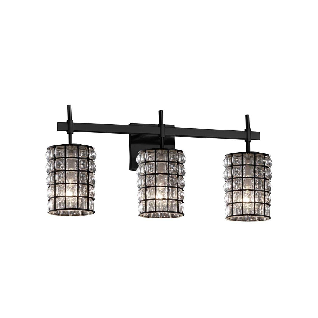 Wire Glass Three Light Bath Bar in Matte Black Justice Designs