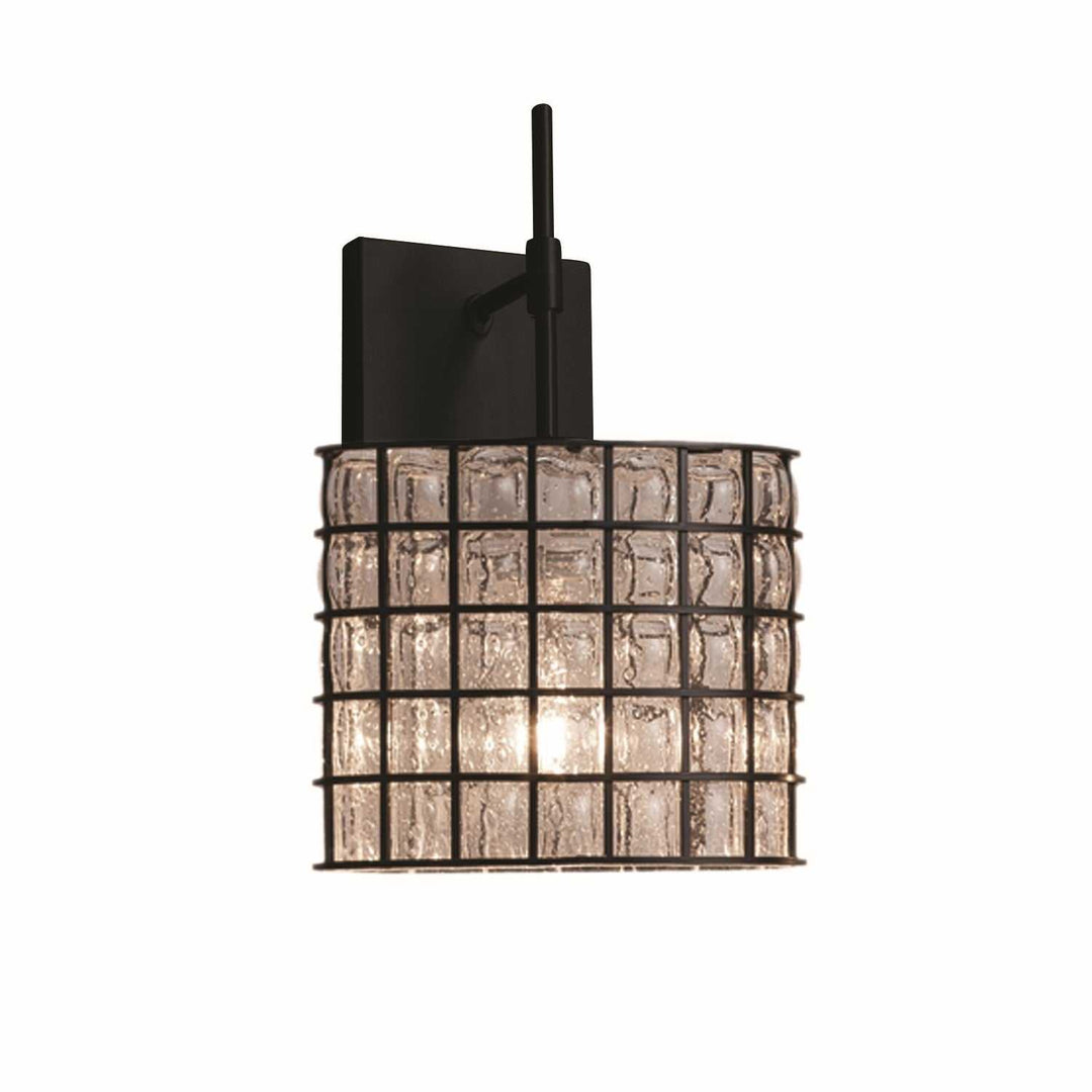 Wire Glass One Light Wall Sconce in Matte Black Justice Designs