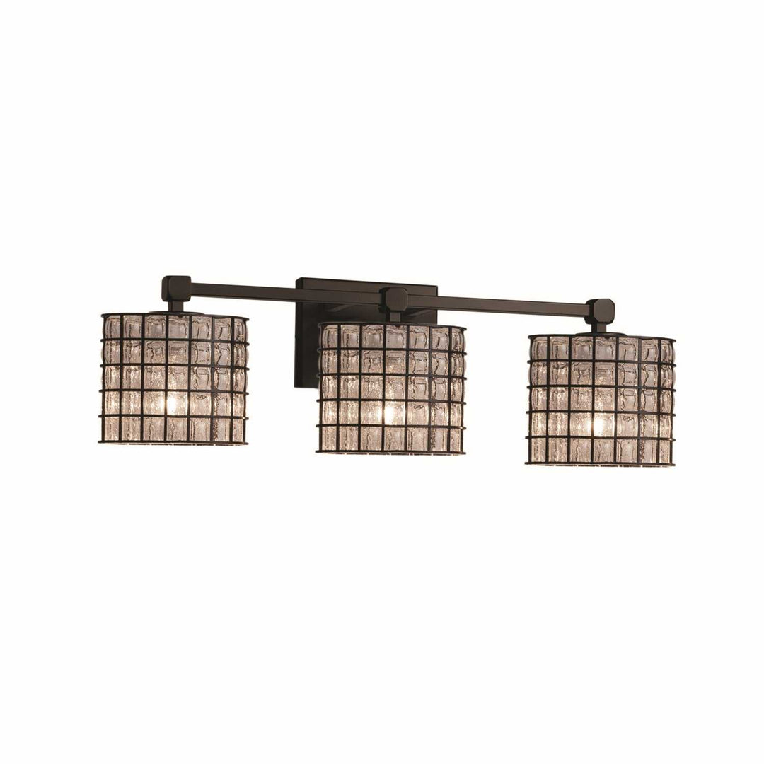 Wire Glass Three Light Bath Bar in Matte Black Justice Designs
