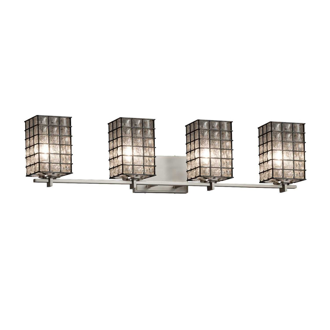 Wire Glass Four Light Bath Bar in Brushed Nickel Justice Designs