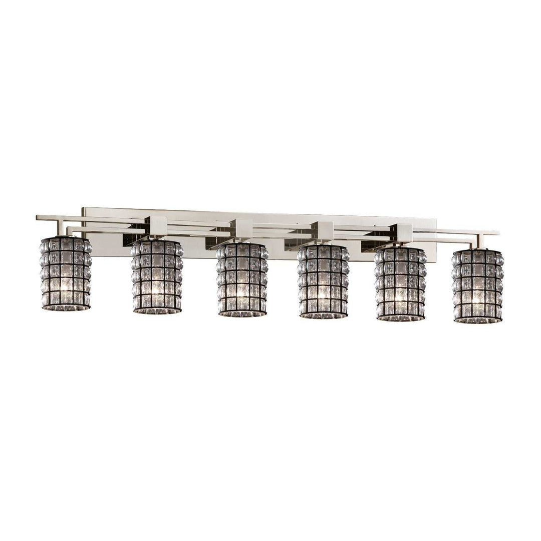 Wire Glass Six Light Bath Bar in Brushed Nickel Justice Designs