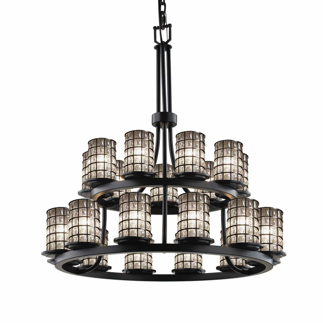 Wire Glass 21 Light Chandelier in Matte Black Justice Designs