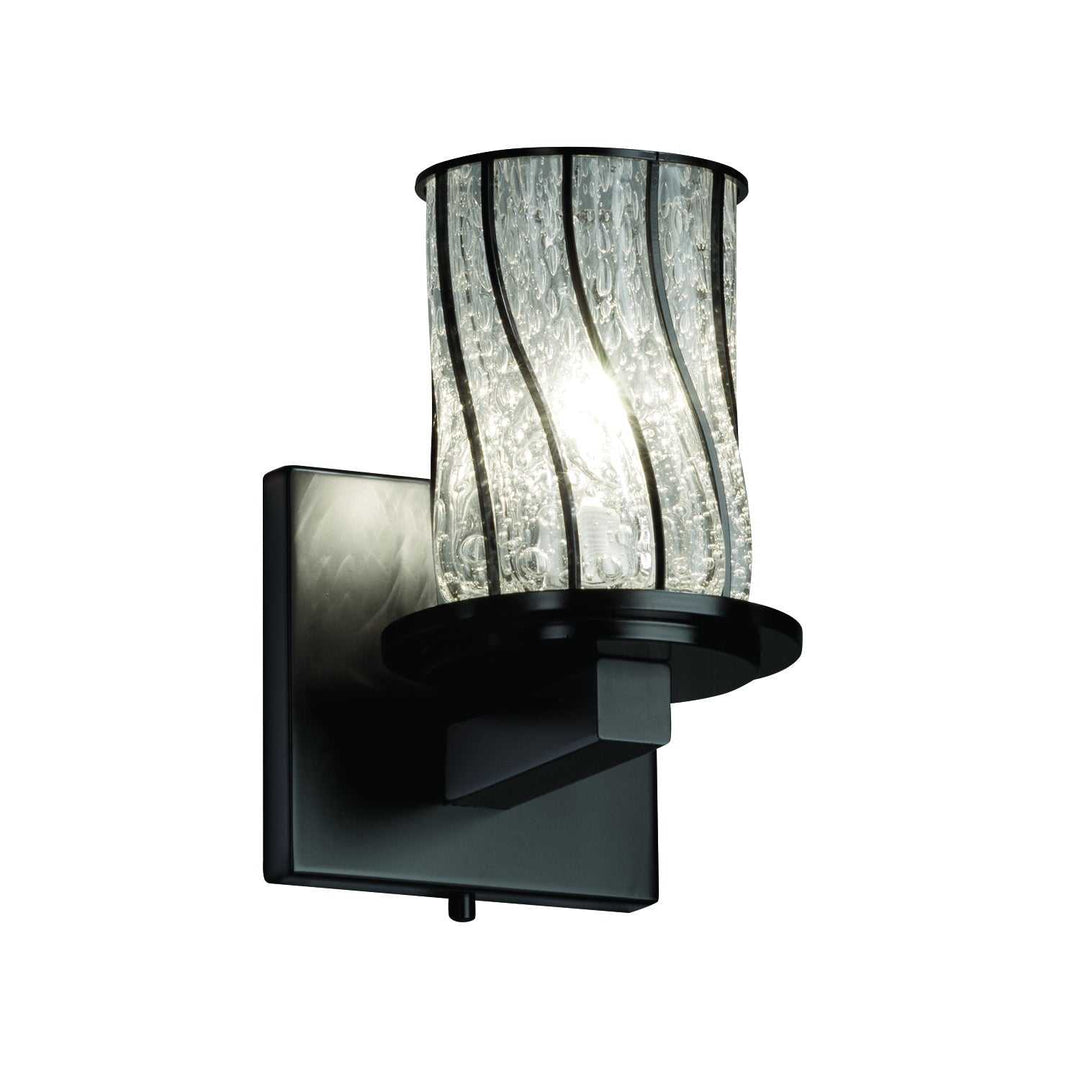 Wire Glass LED Wall Sconce in Matte Black Justice Designs