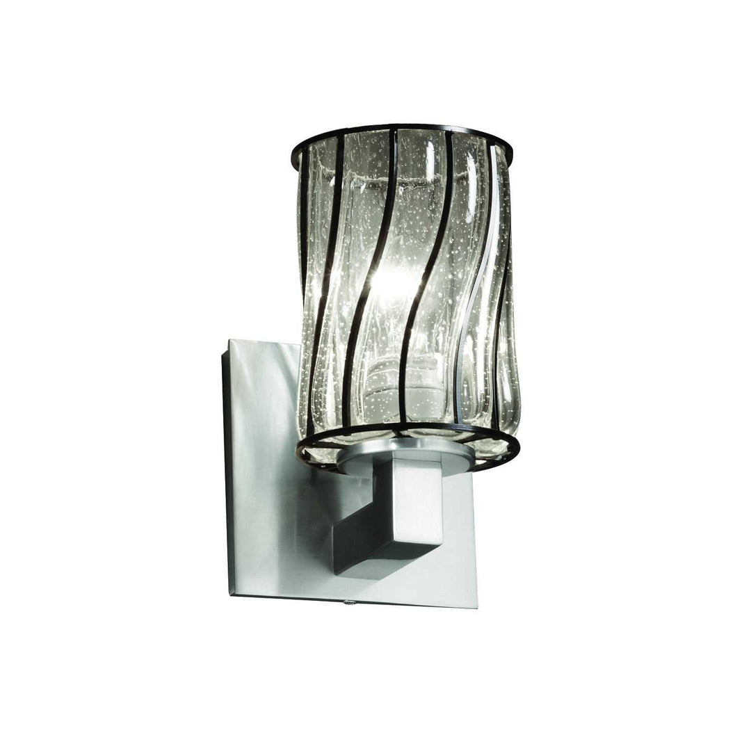Wire Glass LED Wall Sconce in Brushed Nickel Justice Designs