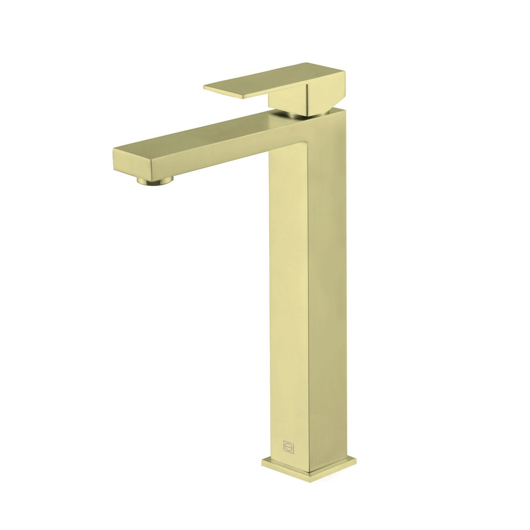 Jakob Single Handle Bathroom Faucet in Brushed Gold - available from The Lighting Shoppe, trusted by Canadian homeowners