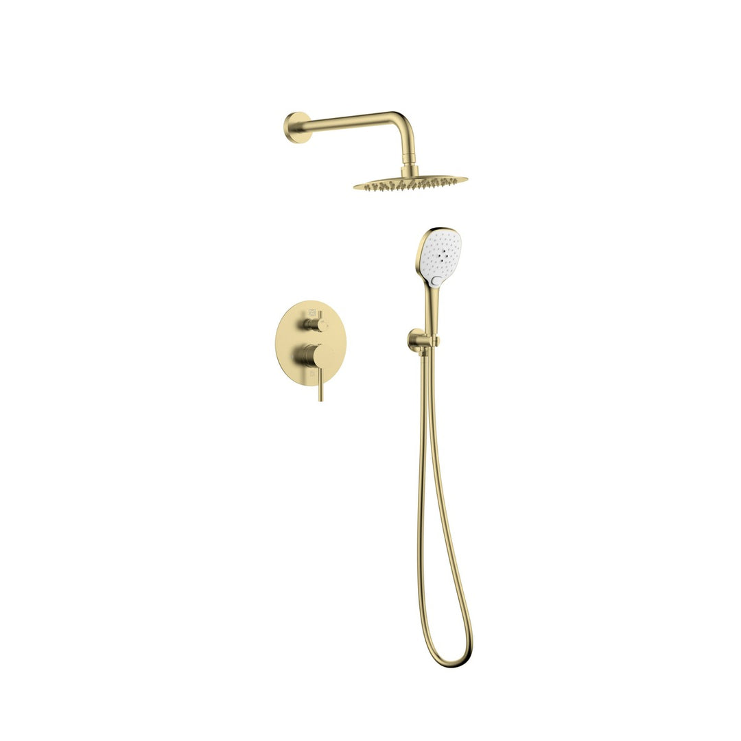 George Complete Shower Faucet System With Rough-In Valve in Brushed Gold - available from The Lighting Shoppe, trusted by Canadian homeowners