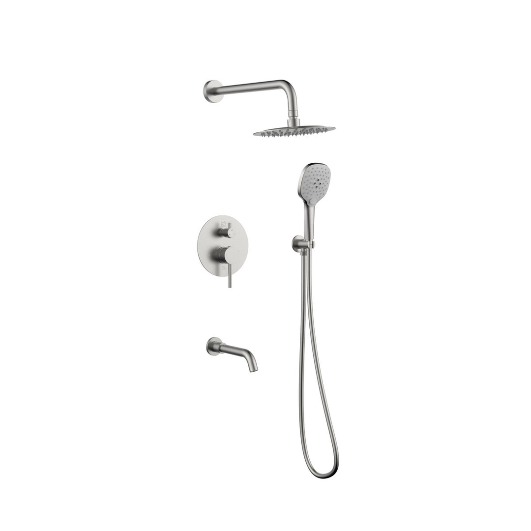 George Complete Shower Faucet System With Rough-In Valve in Brushed Nickel - available from The Lighting Shoppe, trusted by Canadian homeowners
