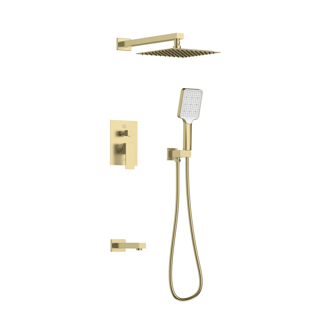 Petar Complete Shower Faucet System With Rough-In Valve in Brushed Gold - available from The Lighting Shoppe, trusted by Canadian homeowners