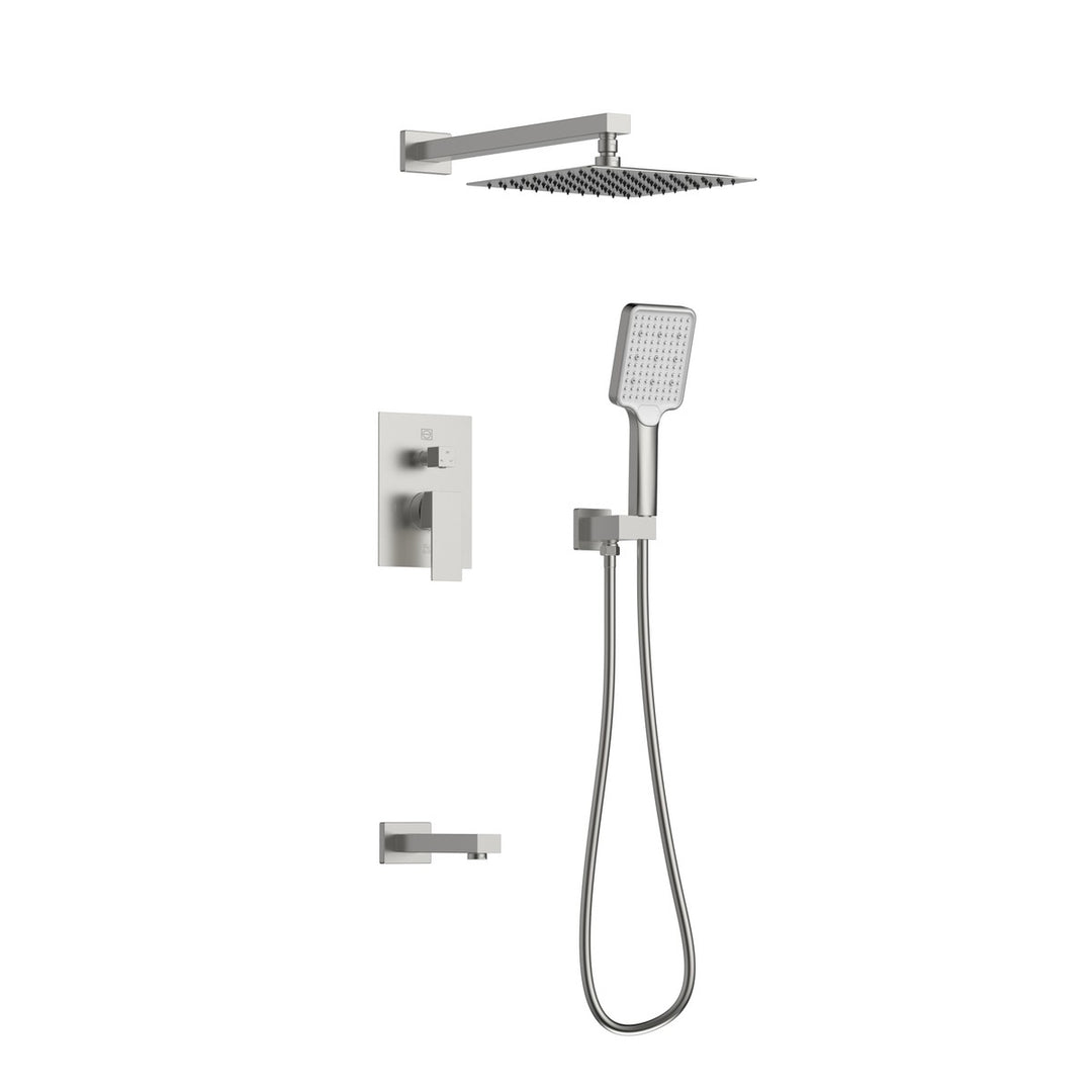 Petar Complete Shower Faucet System With Rough-In Valve in Brushed Nickel - available from The Lighting Shoppe, trusted by Canadian homeowners