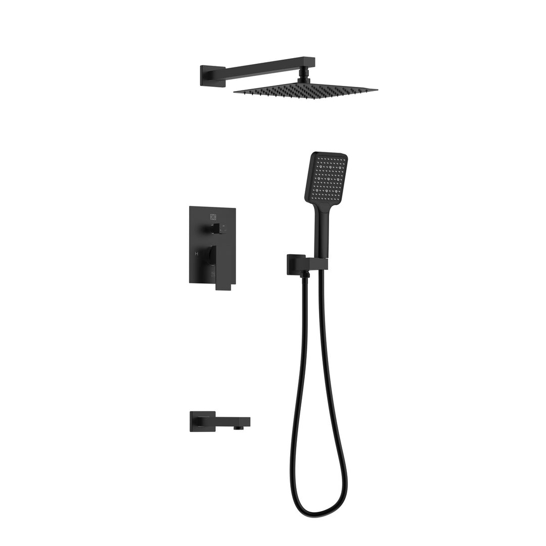 Petar Complete Shower Faucet System With Rough-In Valve in Matte Black - available from The Lighting Shoppe, trusted by Canadian homeowners