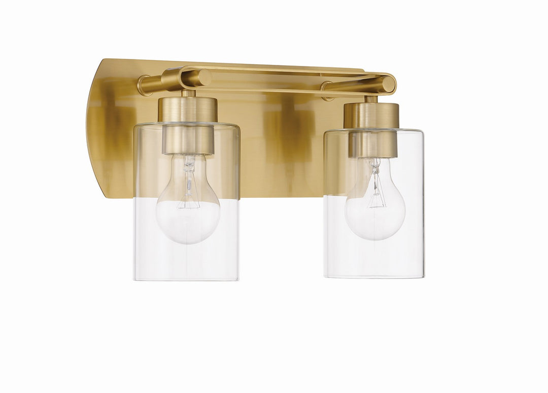 Hendrix Two Light Vanity in Satin Brass - available from The Lighting Shoppe, trusted by Canadian homeowners