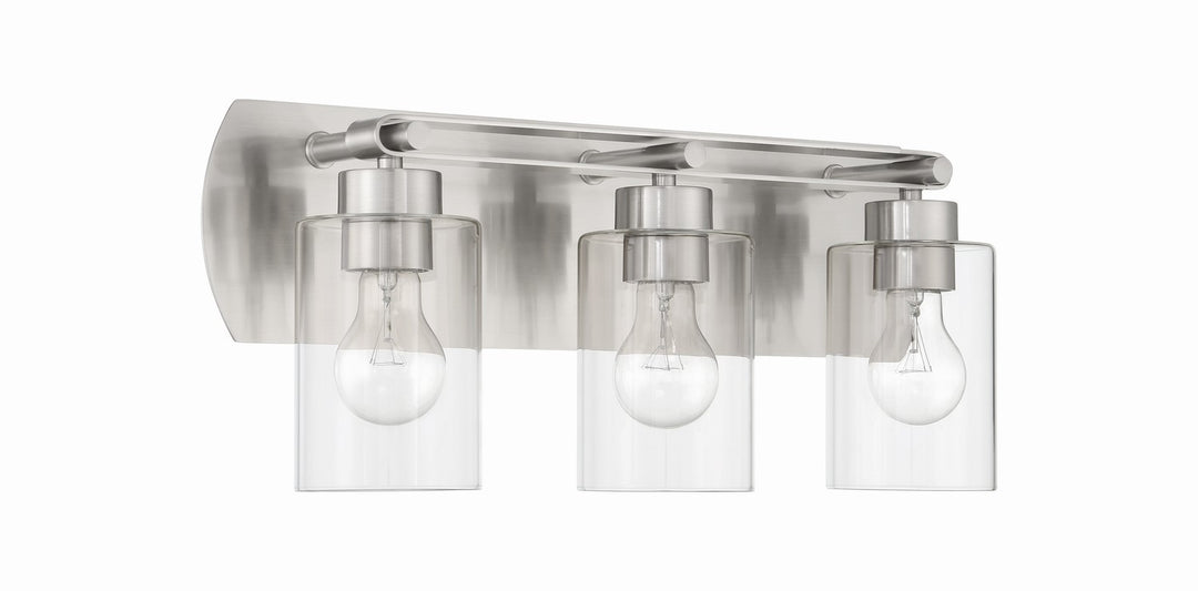 Hendrix Three Light Vanity in Brushed Polished Nickel - available from The Lighting Shoppe, trusted by Canadian homeowners