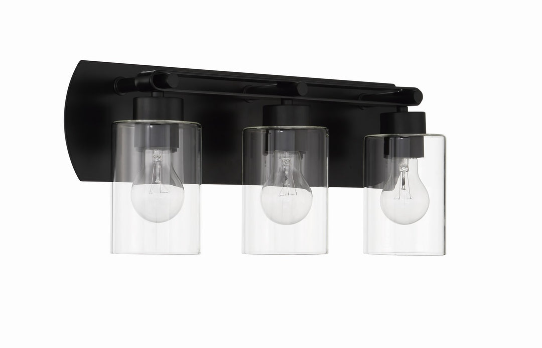 Hendrix Three Light Vanity in Flat Black - available from The Lighting Shoppe, trusted by Canadian homeowners