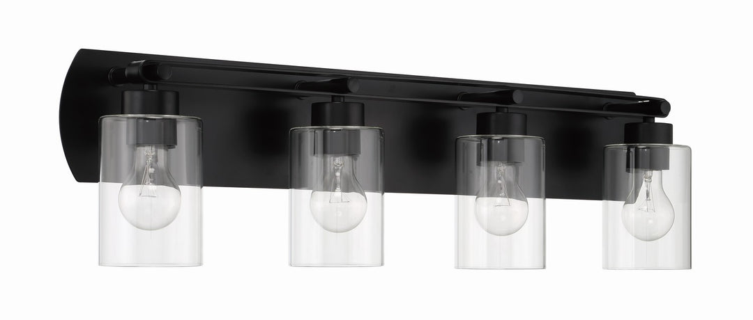 Hendrix Four Light Vanity in Flat Black - available from The Lighting Shoppe, trusted by Canadian homeowners