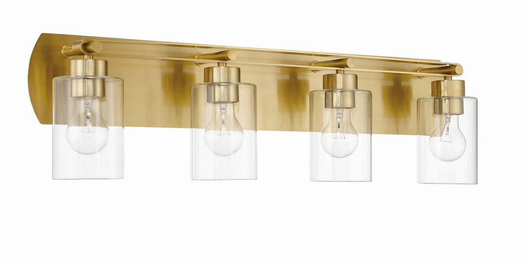 Hendrix Four Light Vanity in Satin Brass - available from The Lighting Shoppe, trusted by Canadian homeowners