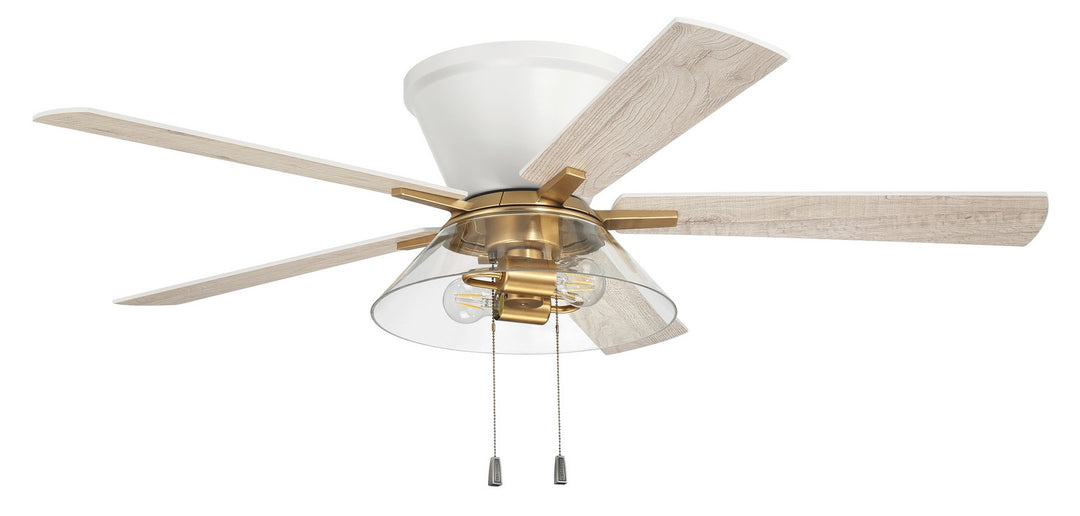 Insight 52"Ceiling Fan in White/Satin Brass - available from The Lighting Shoppe, trusted by Canadian homeowners