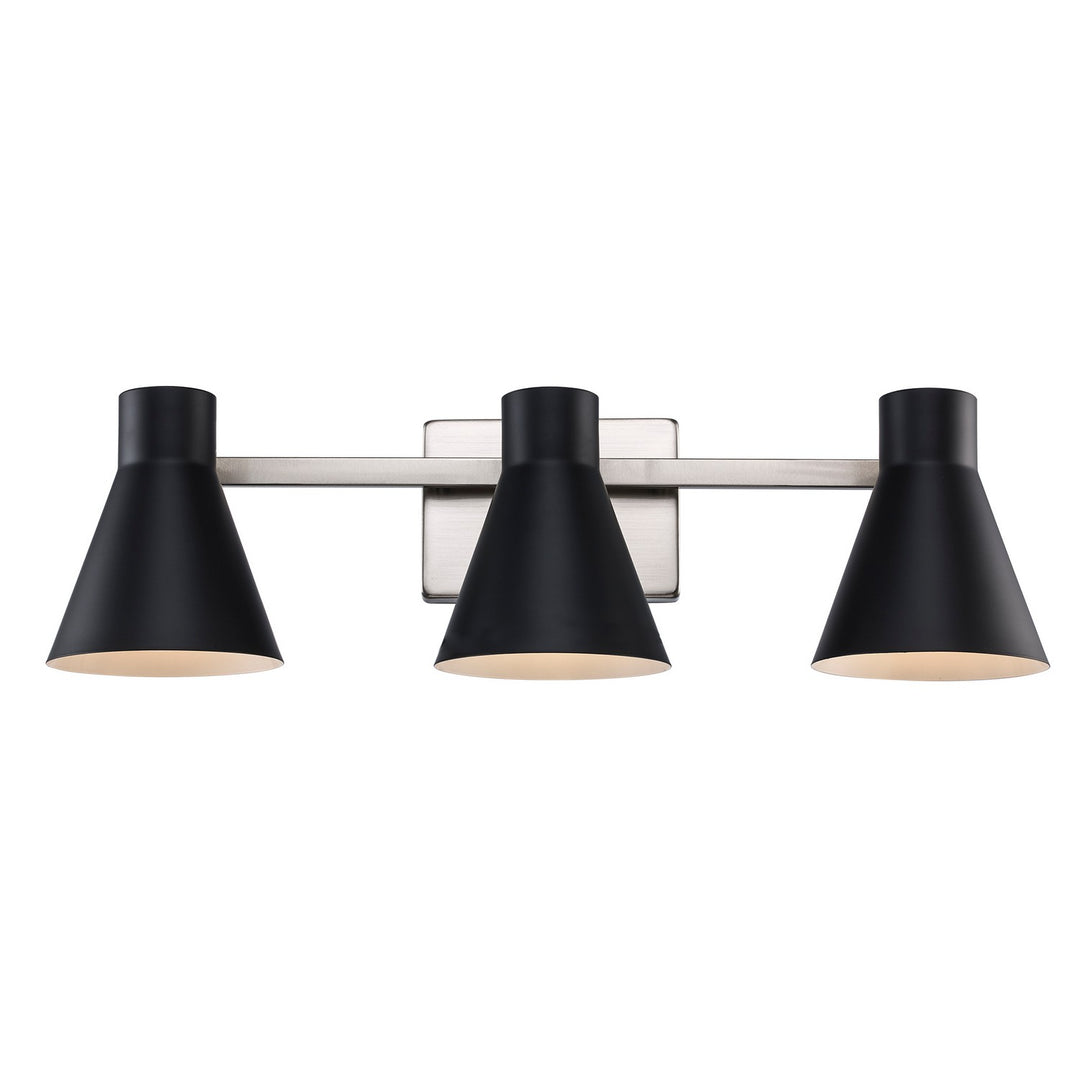 Three Light Vanity in Black / Brushed Nickel - available from The Lighting Shoppe, trusted by Canadian homeowners
