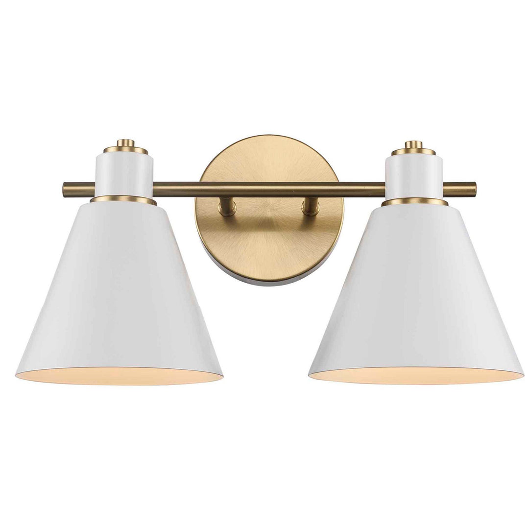 Two Light Vanity in Antique Gold / White - available from The Lighting Shoppe, trusted by Canadian homeowners