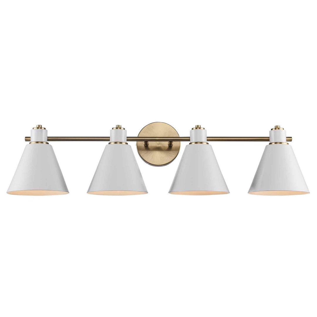 Four Light Vanity in Antique Gold / White - available from The Lighting Shoppe, trusted by Canadian homeowners