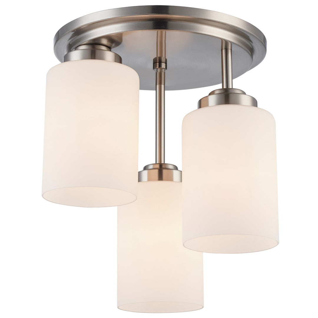 Three Light Flush Mount in Brushed Nickel - available from The Lighting Shoppe, trusted by Canadian homeowners