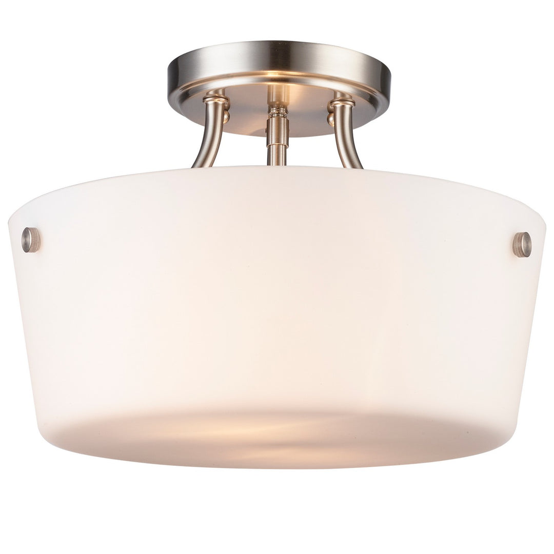 Two Light Flush Mount in Brushed Nickel - available from The Lighting Shoppe, trusted by Canadian homeowners
