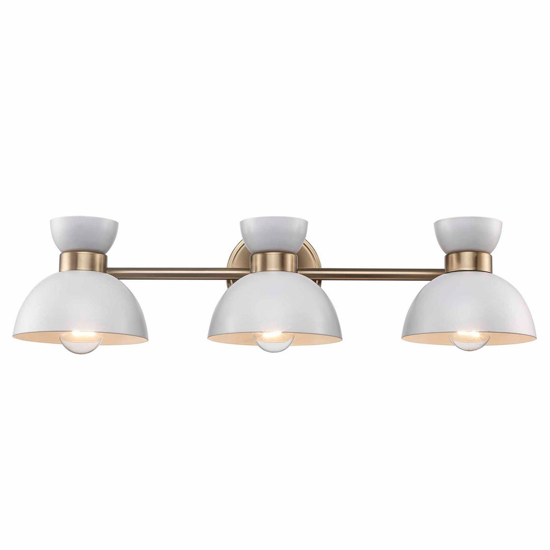 Three Light Vanity in White / Antique Gold - available from The Lighting Shoppe, trusted by Canadian homeowners