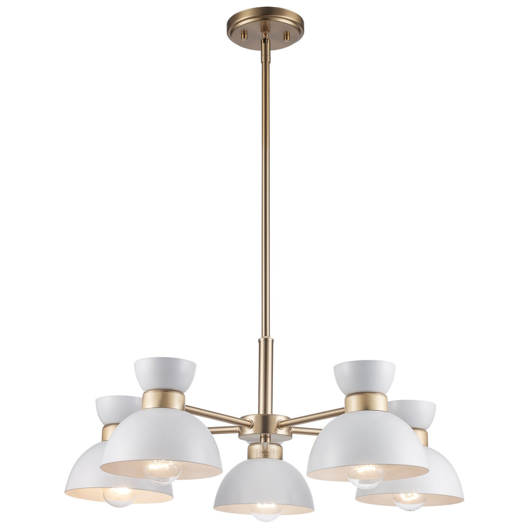 Five Light Chandelier in White / Antique Gold - available from The Lighting Shoppe, trusted by Canadian homeowners