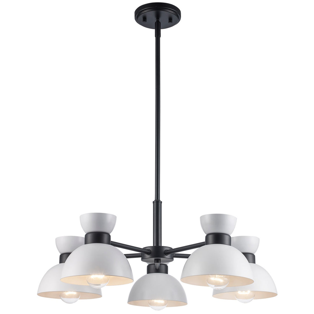 Five Light Chandelier in White / Black - available from The Lighting Shoppe, trusted by Canadian homeowners