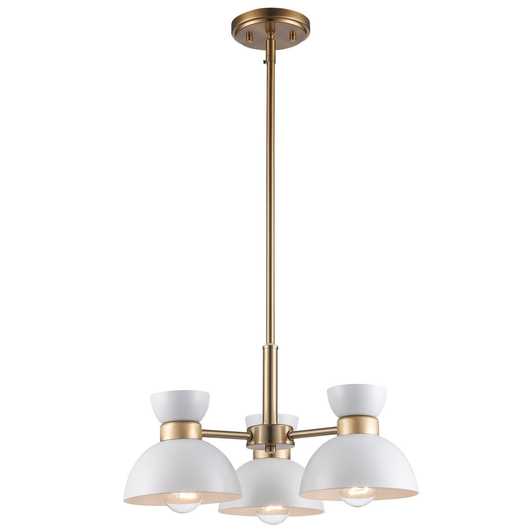 Three Light Chandelier in White / Antique Gold - available from The Lighting Shoppe, trusted by Canadian homeowners