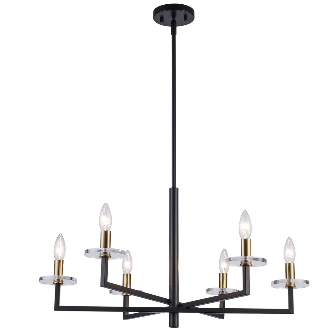 Six Light Chandelier in Black / Antique Gold - available from The Lighting Shoppe, trusted by Canadian homeowners