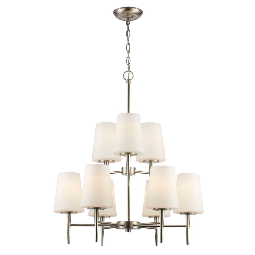 Nine Light Chandelier in Brushed Nickel - available from The Lighting Shoppe, trusted by Canadian homeowners