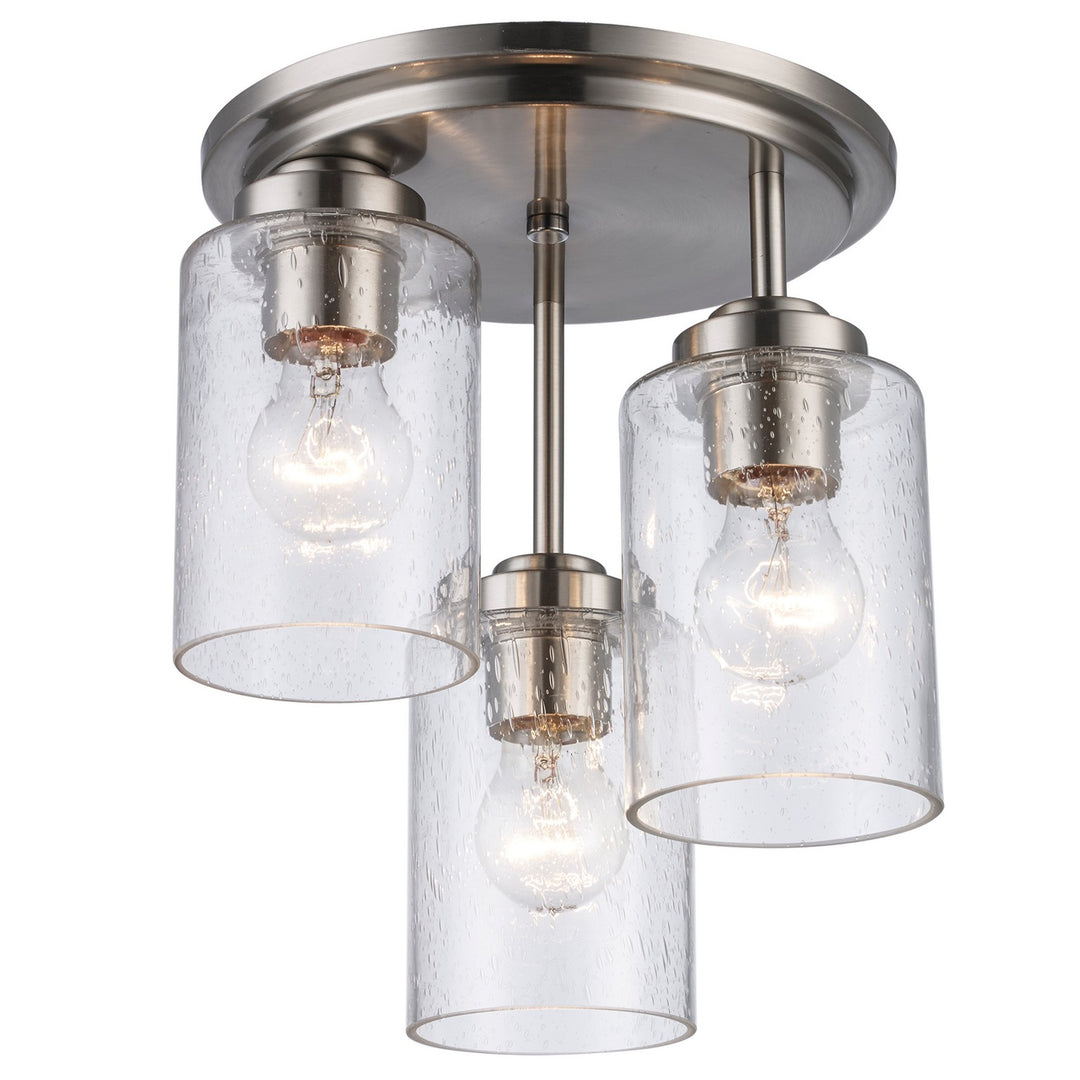Three Light Flush Mount in Brushed Nickel - available from The Lighting Shoppe, trusted by Canadian homeowners