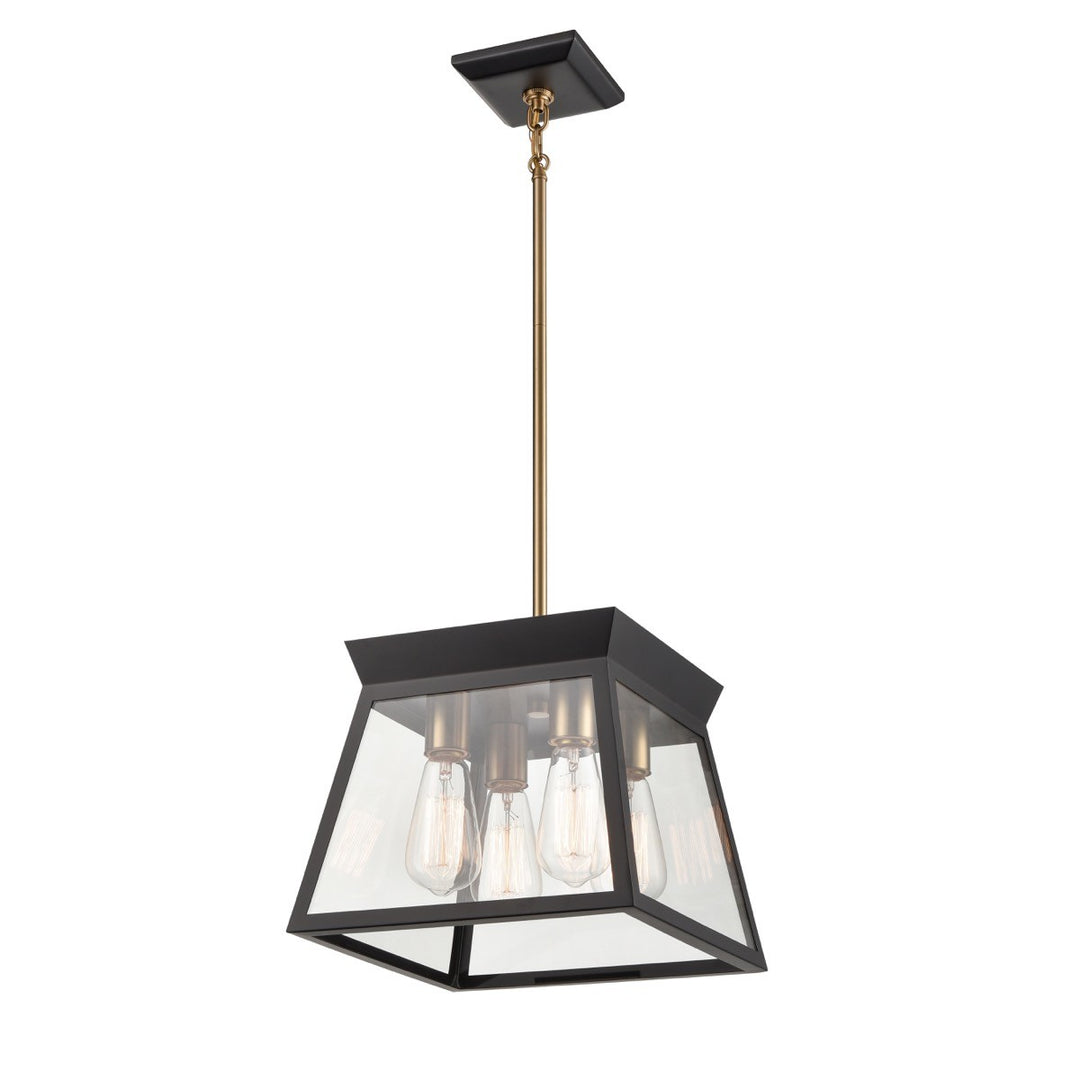 Lucian Four Light Chandelier in Black and Brushed Brass - available from The Lighting Shoppe, trusted by Canadian homeowners